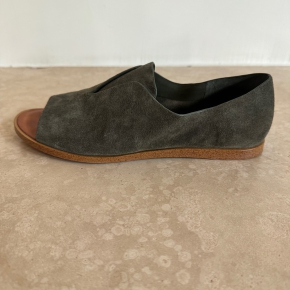 1 State Cassidee Olive Green Suede Leather Open Toe Slip On Flats Women Sz 7.5 M - Picture 8 of 13